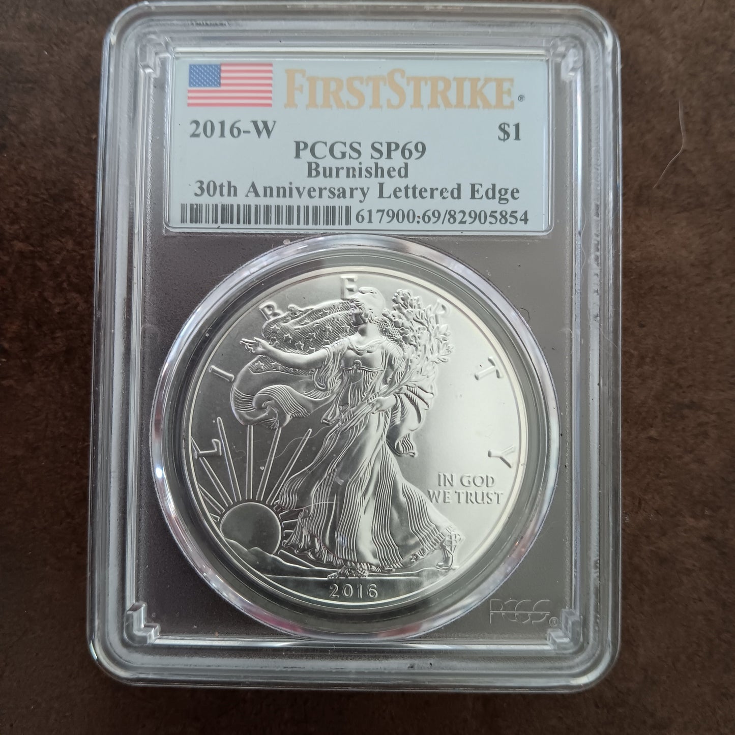 2016 W First Strike 30th Anniversary American Silver Eagle with Lettered Edge - PCGS Graded SP69