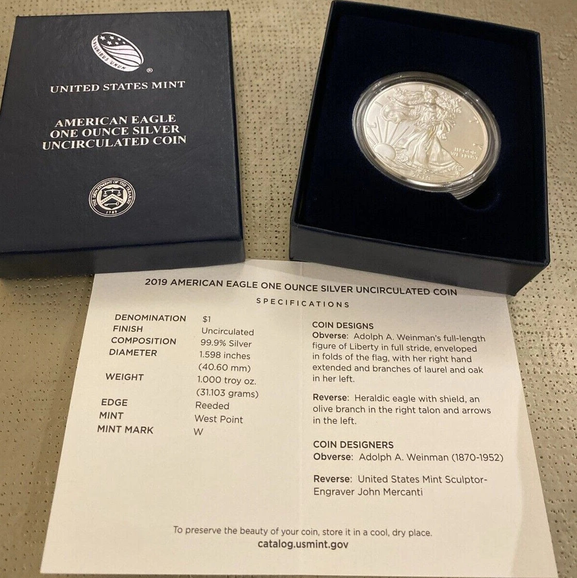 2019-W US Mint Uncirculated Burnished Silver Eagle