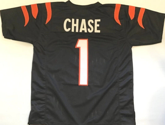 Ja'Marr Chase Unsigned Custom Black Stitched Football Jersey