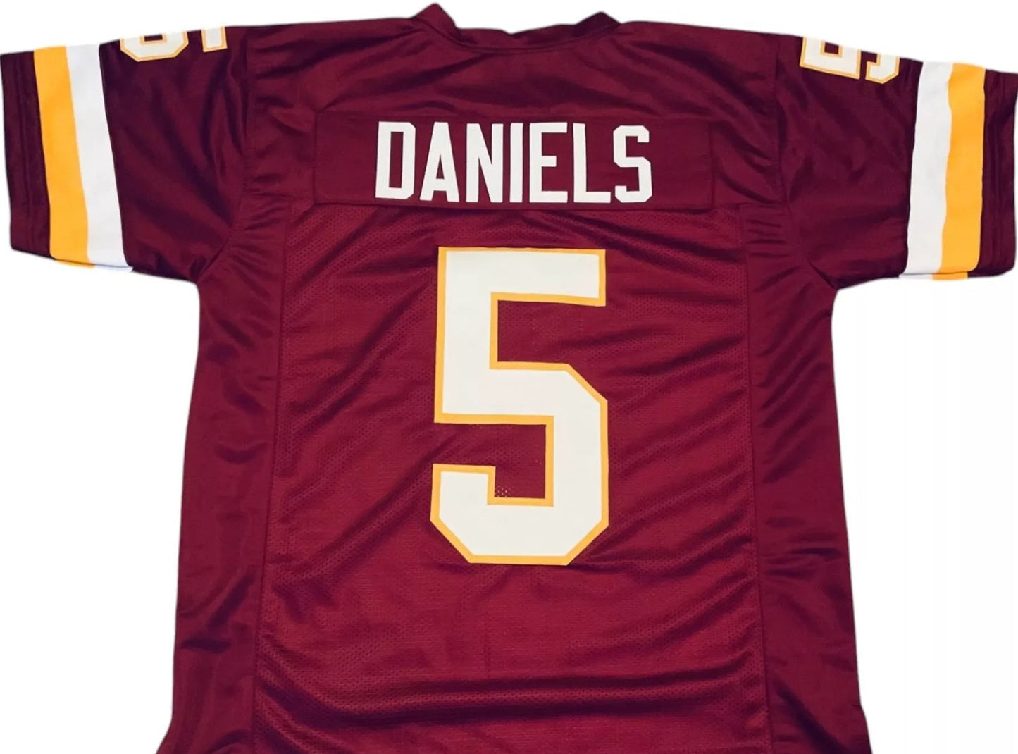 Jaden Daniels Unsigned Custom Burgandy Stitched Football Jersey
