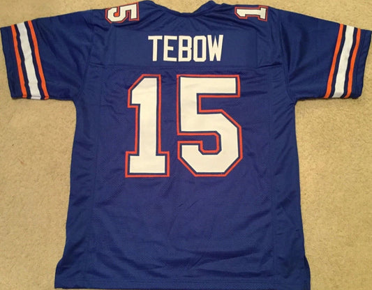 Tim Tebow Unsigned Custom Blue Stitched Football Jersey