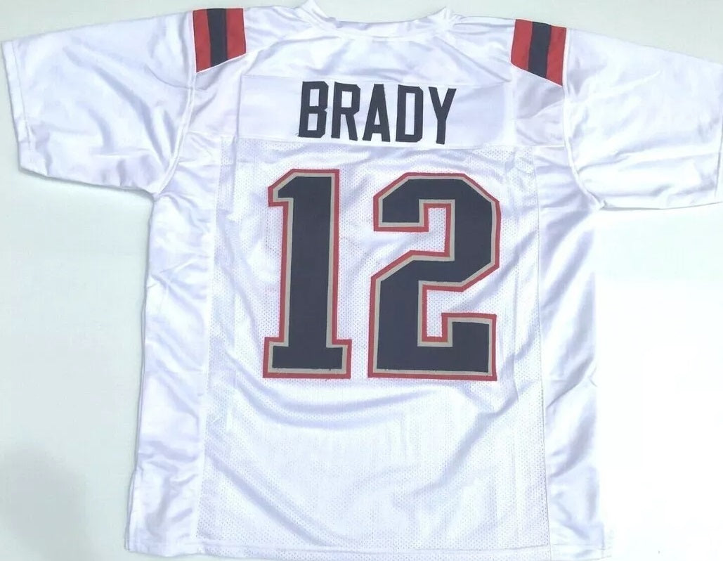 Tom Brady Unsigned Custom White Stitched Football Jersey